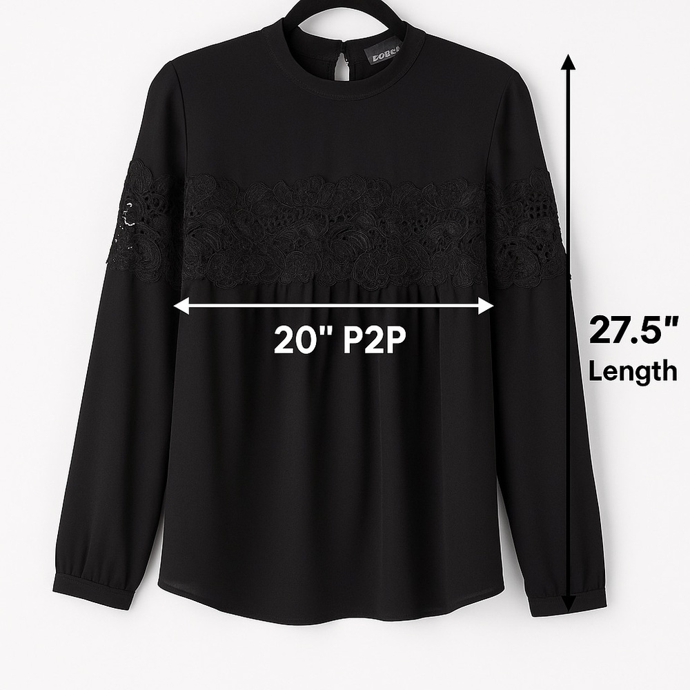 Express Black Lace Long Sleeve Blouse Womenās Size Large Elegant Top